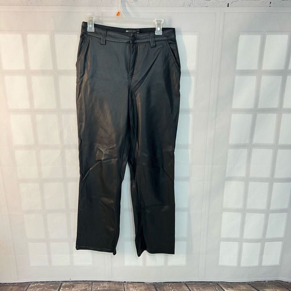 ASOS Black Faux Leather Button & Zip Fly Straight Leg Pants Size 4